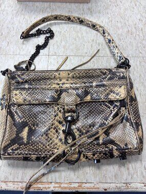 VINTAGE SNAKE PRINT REBECCA MINKOFF LEATHER BAG PURSE CHAIN STRAP